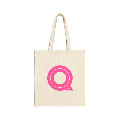 Trendy Pink Logo Cotton Canvas Tote Bag
