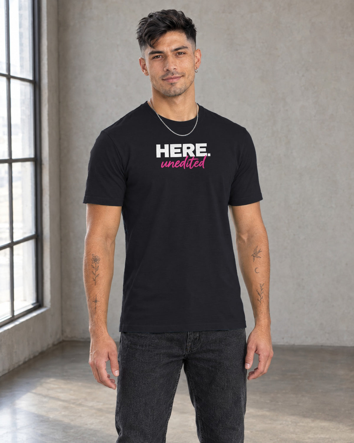 HERE unedited Classic Fit Tee in Black