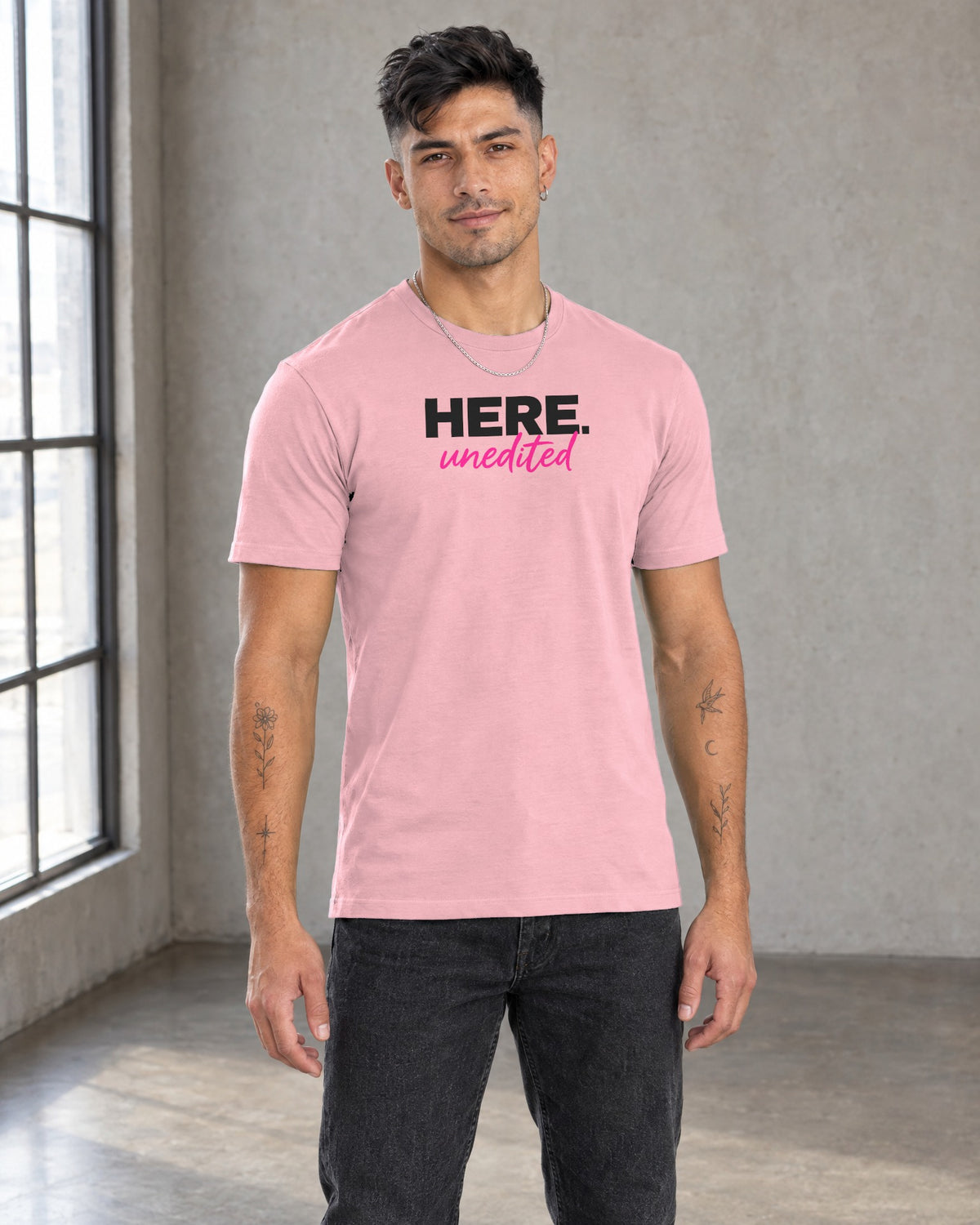 HERE unedited Classic Fit Tee in Pink