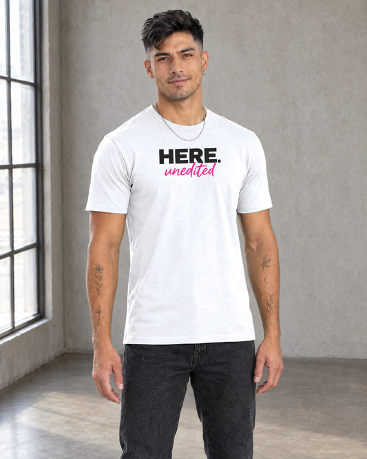 HERE unedited Classic Fit Tee in White