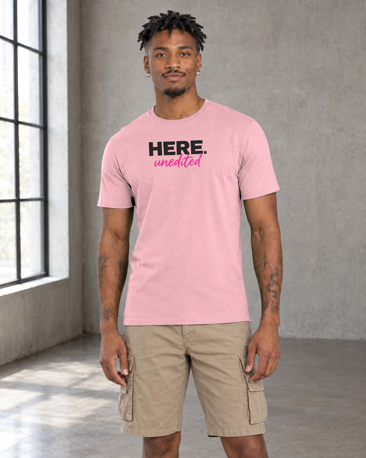 HERE unedited Classic Fit Tee in Pink