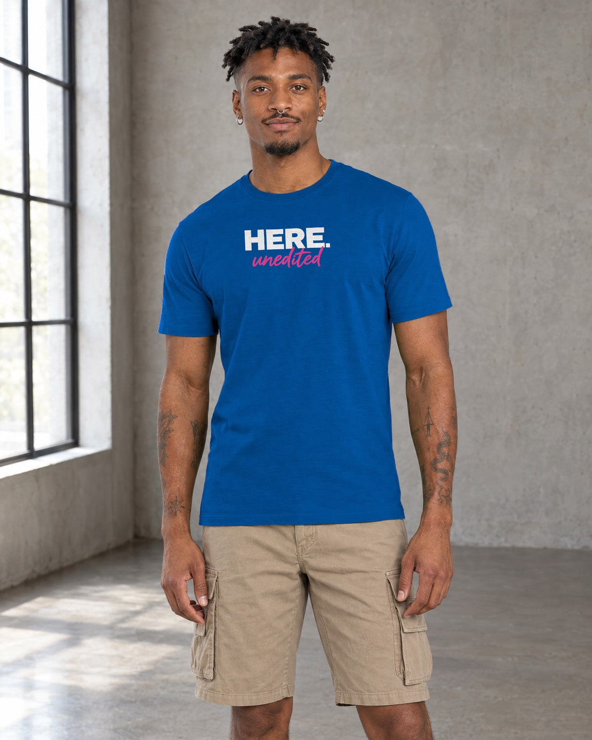 HERE unedited Classic Fit Tee in Royal Blue
