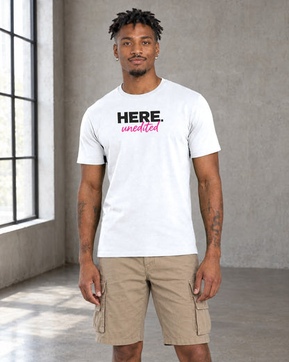 HERE unedited Classic Fit Tee in White