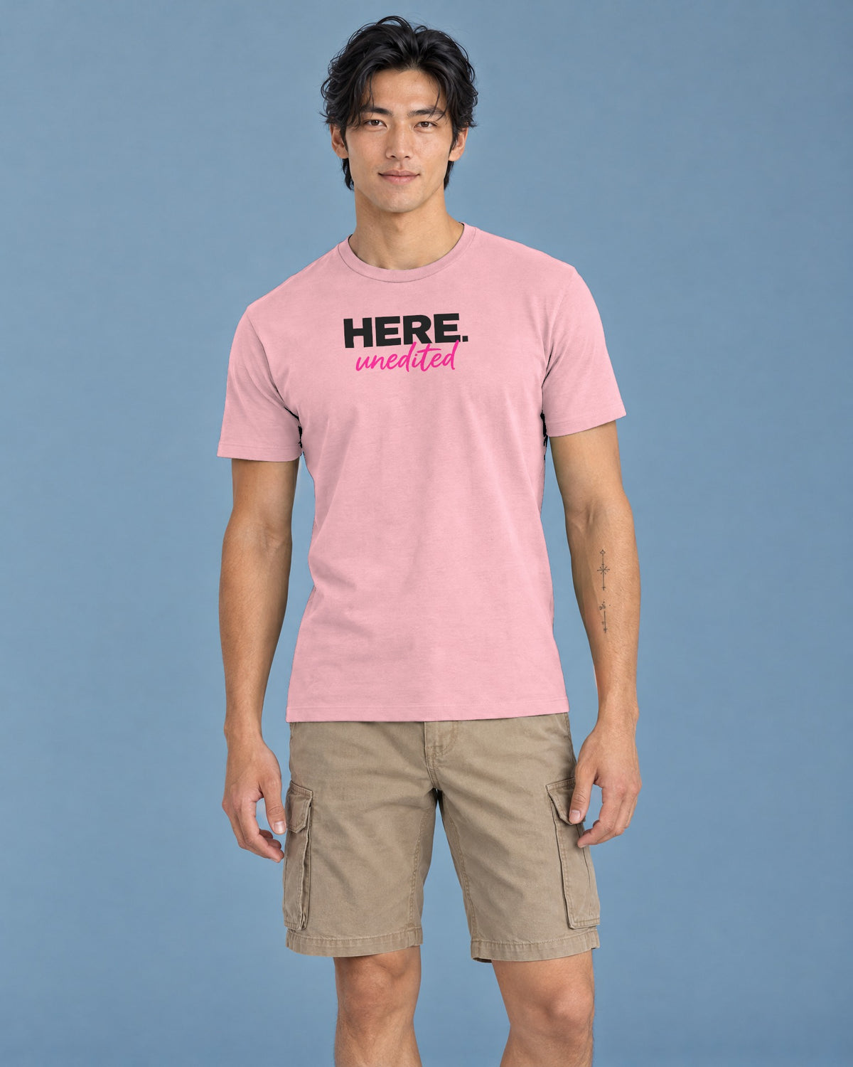 HERE unedited Classic Fit Tee in Pink