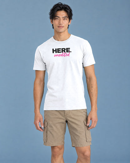 HERE unedited Classic Fit Tee in White